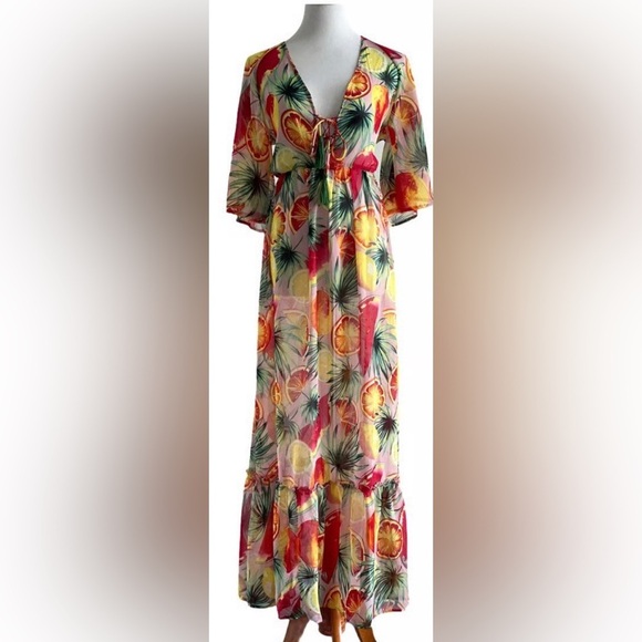 America & Beyond Fruit Print Maxi Dress Size S 🍓🍇🍉 - Picture 2 of 7